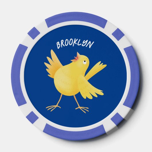 Kute zingende gele cartoon kanarie vogel poker chips (Achterkant)