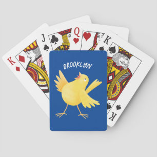 Kute zingende gele cartoon kanarie vogel pokerkaarten