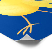 Kute zingende gele cartoon kanarie vogel poster (Hoek)