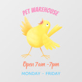 Kute zingende gele cartoon kanarie vogel raamsticker (Vel)