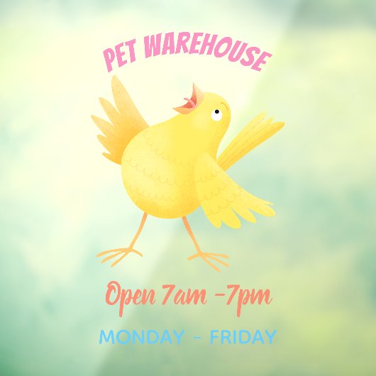 Kute zingende gele cartoon kanarie vogel raamsticker (Vel 3)