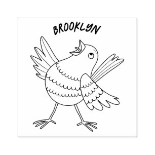 Kute zingende gele cartoon kanarie vogel rubberstempel