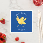 Kute zingende gele cartoon kanarie vogel servet (Insitu)
