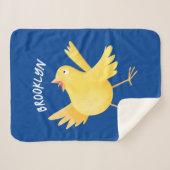 Kute zingende gele cartoon kanarie vogel sherpa deken (Voorkant (horizontaal))