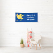 Kute zingende gele cartoon kanarie vogel spandoek (Insitu)