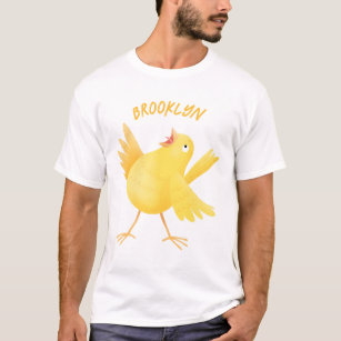 Kute zingende gele cartoon kanarie vogel t-shirt