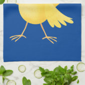 Kute zingende gele cartoon kanarie vogel theedoek (Gevouwen)