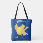 Kute zingende gele cartoon kanarie vogel tote bag (Achterkant)