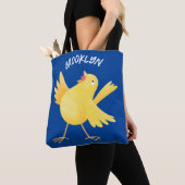 Kute zingende gele cartoon kanarie vogel tote bag (Dichtbij)