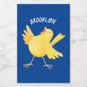 Kute zingende gele cartoon kanarie vogel voedselcontainer etiket (Enkel label)