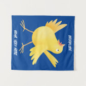 Kute zingende gele cartoon kanarie vogel wandkleed (Voorkant (horizontaal))
