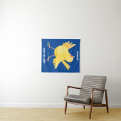 Kute zingende gele cartoon kanarie vogel wandkleed (In Situ (horizontaal))