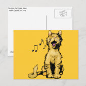 Kute zingende oranje kat tekening met muzieknoten briefkaart (Voorkant / Achterkant)
