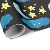 Kute zingsterren, maan en cloud cartoon cadeaupapier (Rol Hoek)