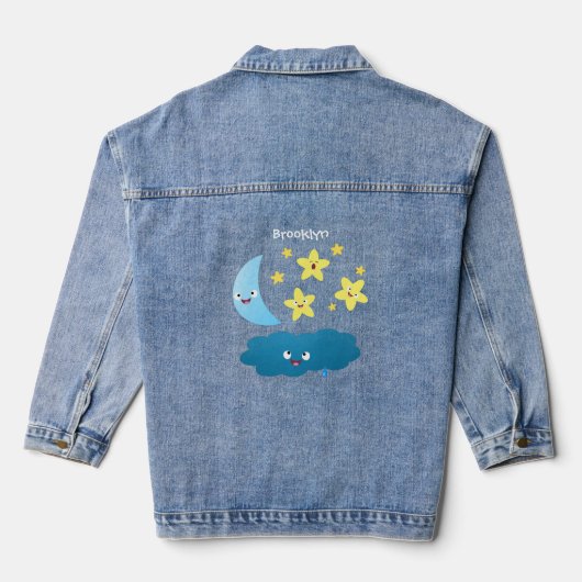 Kute zingsterren, maan en cloud cartoon denim jacket (Achterkant)