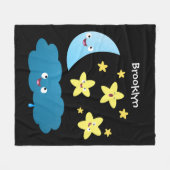 Kute zingsterren, maan en cloud cartoon fleece deken (Voorkant (Horizontaal))
