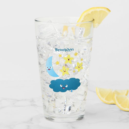 Kute zingsterren, maan en cloud cartoon glas (Achterkant ijs)