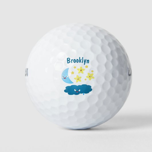 Kute zingsterren, maan en cloud cartoon golfballen (Voorkant)