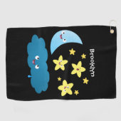 Kute zingsterren, maan en cloud cartoon golfhanddoek (Horizontaal)