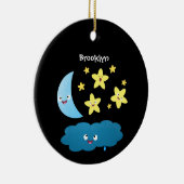 Kute zingsterren, maan en cloud cartoon keramisch ornament (Rechts)