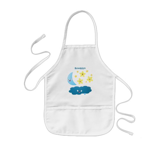 Kute zingsterren, maan en cloud cartoon kinder schort (Voorkant)