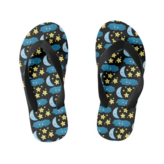 Kute zingsterren, maan en cloud cartoon kinder teenslippers (Voetbed)
