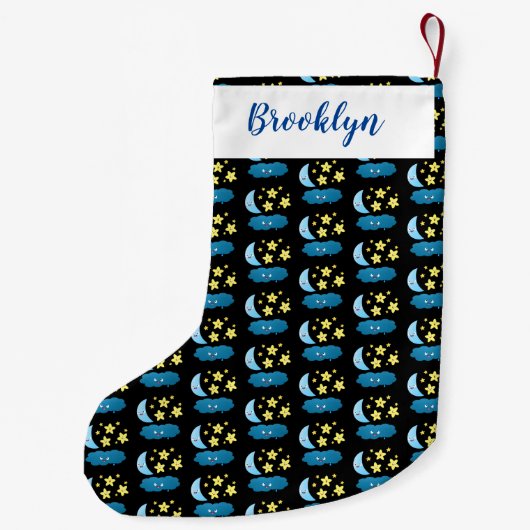 Kute zingsterren, maan en cloud cartoon kleine kerstsok (Achterkant)