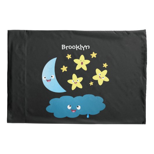 Kute zingsterren, maan en cloud cartoon kussensloop (Achterkant)