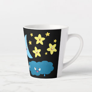 Kute zingsterren, maan en cloud cartoon latte mok