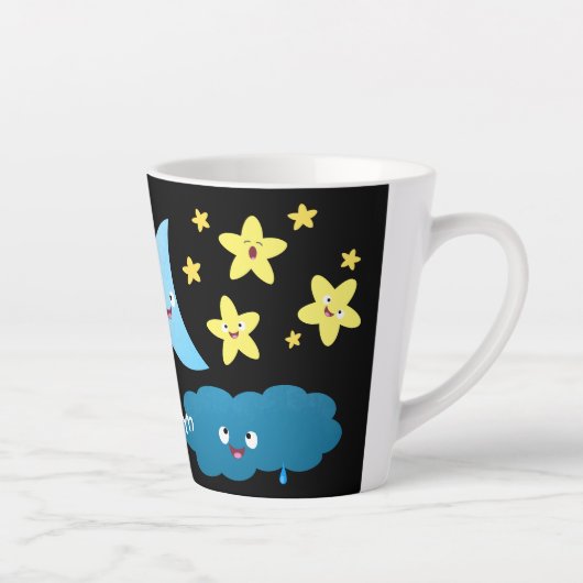 Kute zingsterren, maan en cloud cartoon latte mok (Rechts)