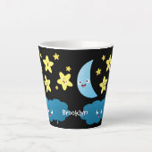 Kute zingsterren, maan en cloud cartoon latte mok (Voorkant)