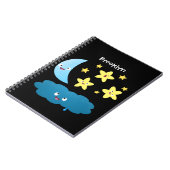 Kute zingsterren, maan en cloud cartoon notitieboek (Linkerzijde)