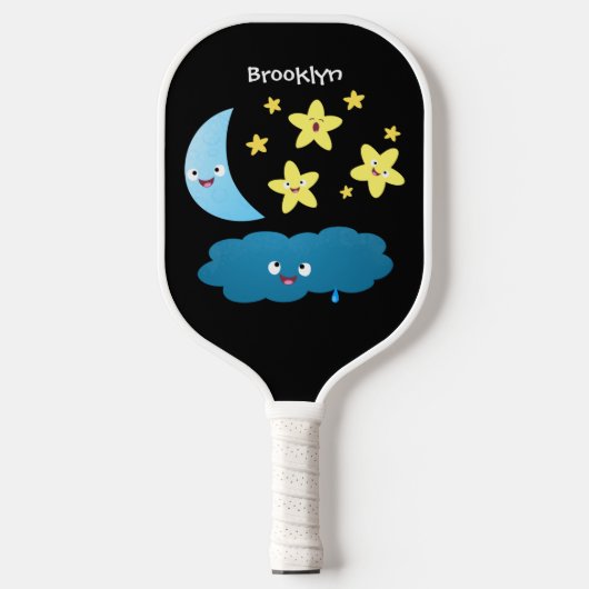 Kute zingsterren, maan en cloud cartoon pickleball paddle (Voorkant)