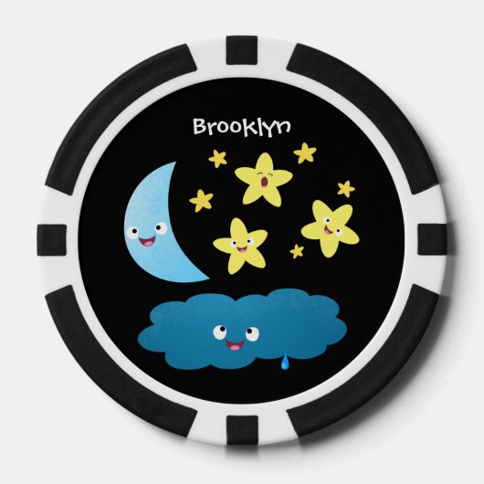 Kute zingsterren, maan en cloud cartoon poker chips (Voorkant)