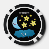 Kute zingsterren, maan en cloud cartoon poker chips (Achterkant)