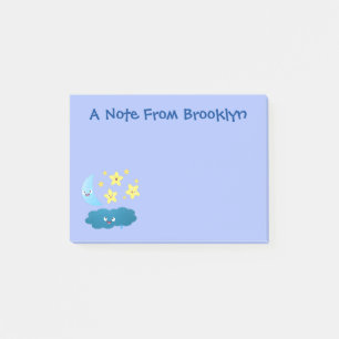Kute zingsterren, maan en cloud cartoon post-it® notes