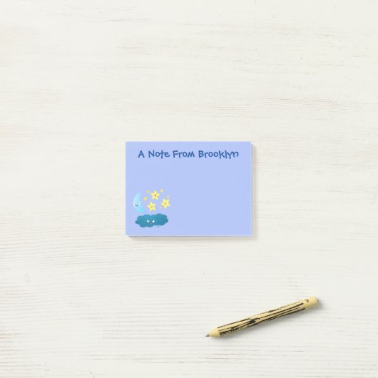 Kute zingsterren, maan en cloud cartoon post-it® notes (Op bureau)