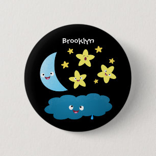 Kute zingsterren, maan en cloud cartoon ronde button 5,7 cm