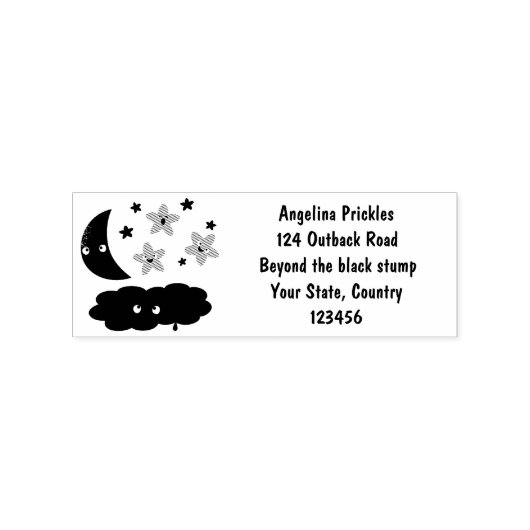 Kute zingsterren, maan en cloud cartoon rubberstempel (Afrduk)