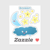 Kute zingsterren, maan en cloud cartoon sticker (Vel)
