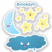 Kute zingsterren, maan en cloud cartoon sticker (Voorkant)