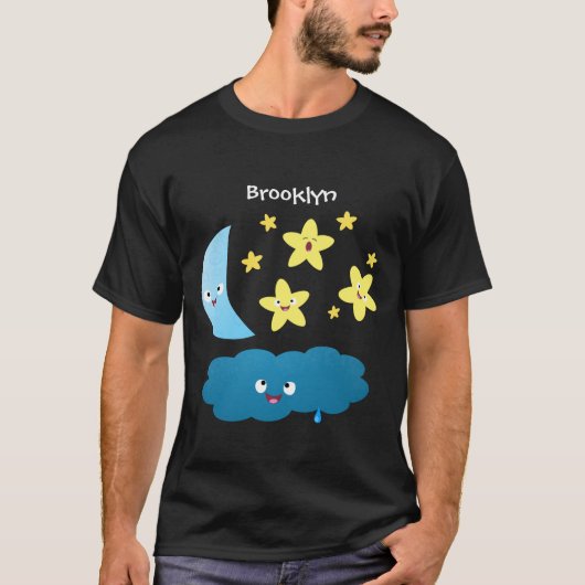Kute zingsterren, maan en cloud cartoon t-shirt (Voorkant)