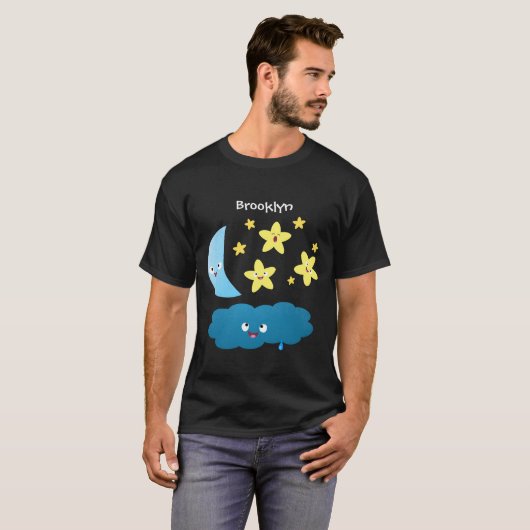 Kute zingsterren, maan en cloud cartoon t-shirt (Voorkant volledig)