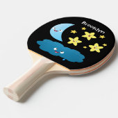 Kute zingsterren, maan en cloud cartoon tafeltennisbatje (Voorkant Gekanteld)