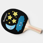 Kute zingsterren, maan en cloud cartoon tafeltennisbatje (Zijkant)
