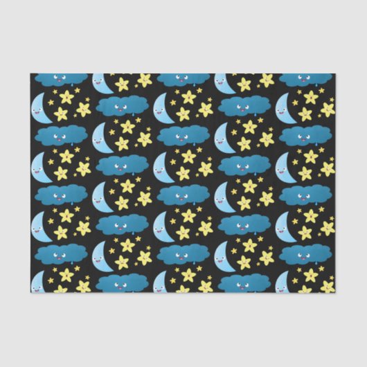 Kute zingsterren, maan en cloud cartoon tissuepapier (Voorkant)