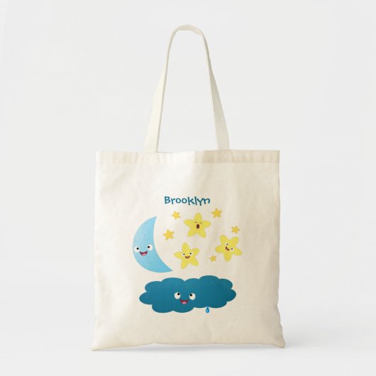 Kute zingsterren, maan en cloud cartoon tote bag (Voorkant)