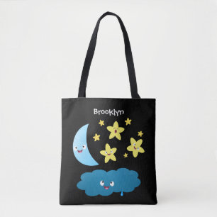 Kute zingsterren, maan en cloud cartoon tote bag