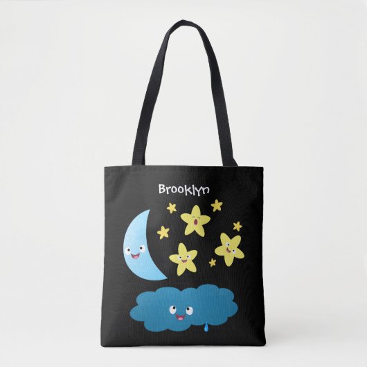 Kute zingsterren, maan en cloud cartoon tote bag (Voorkant)