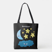 Kute zingsterren, maan en cloud cartoon tote bag (Achterkant)